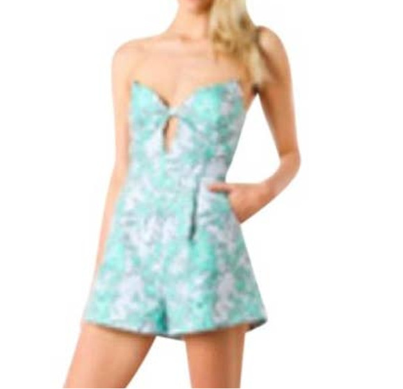 Elliatt Retro 50s Satin Brocade Floral Blossom Corset Strapless Romper Size XS